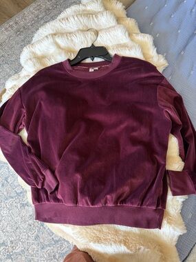 Plum Corduroy Crewneck Sweatshirt S